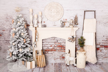 Kate Weihnachtsdekorationen Backsteinzimmer Hintergrund Weihnachten Entworfen von Pine Park Collection - Kate Backdrop.de