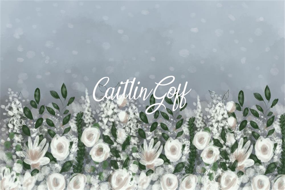 Kate Überwuchertes Blumen auf Grau Backdrop Designed by Modest Brushes - Kate Backdrop.de