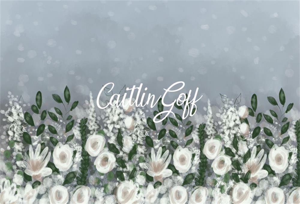 Kate Überwuchertes Blumen auf Grau Backdrop Designed by Modest Brushes - Kate Backdrop.de