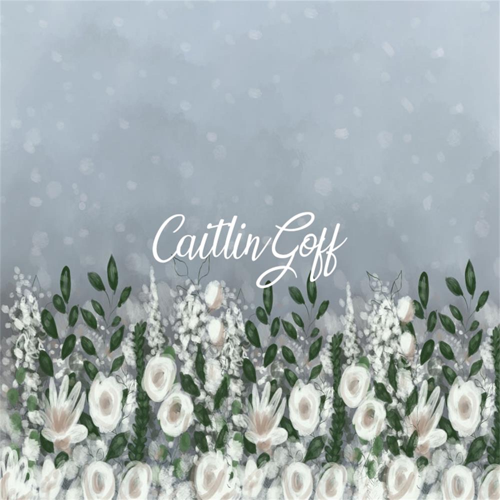 Kate Überwuchertes Blumen auf Grau Backdrop Designed by Modest Brushes - Kate Backdrop.de