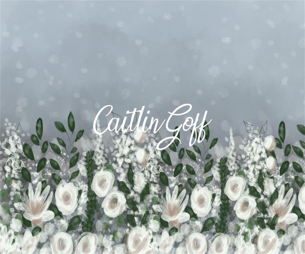 Kate Überwuchertes Blumen auf Grau Backdrop Designed by Modest Brushes - Kate Backdrop.de