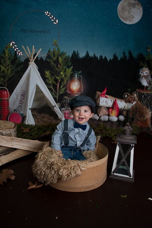 Kate Camping bei Nacht Kinder Hintergrund Entworfen von Mandy Ringe Photography - Kate Backdrop.de