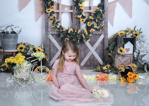 Kate Sonnenblume Frühling Geburtstag Kinder hintergrund mit tür für Fotografie Entworfen durch Megan Leigh Photography - Kate Backdrop.de