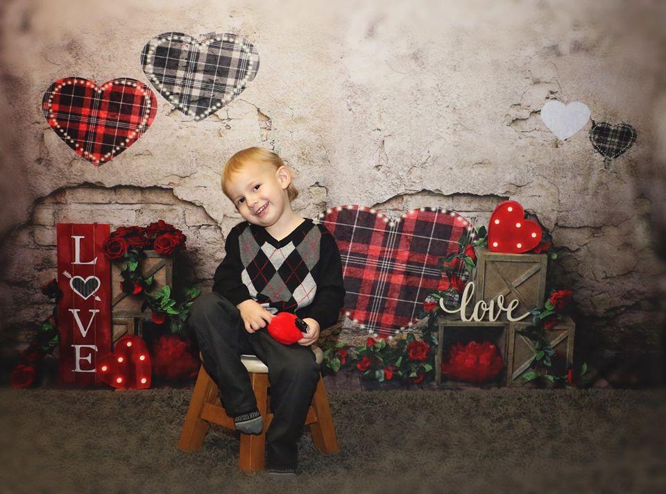 Kate Valentinstag Rote blume Alte Mauer Liebe Hintergrund für Fotografie von Megan Leigh - Kate Backdrop.de