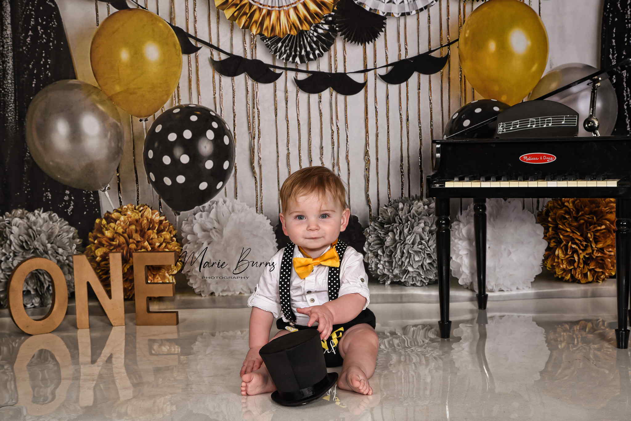 Kate gelb weiß schwarz Geburtstag Neugeborene Hintergrund von Mandy Ringe Photography - Kate Backdrop.de