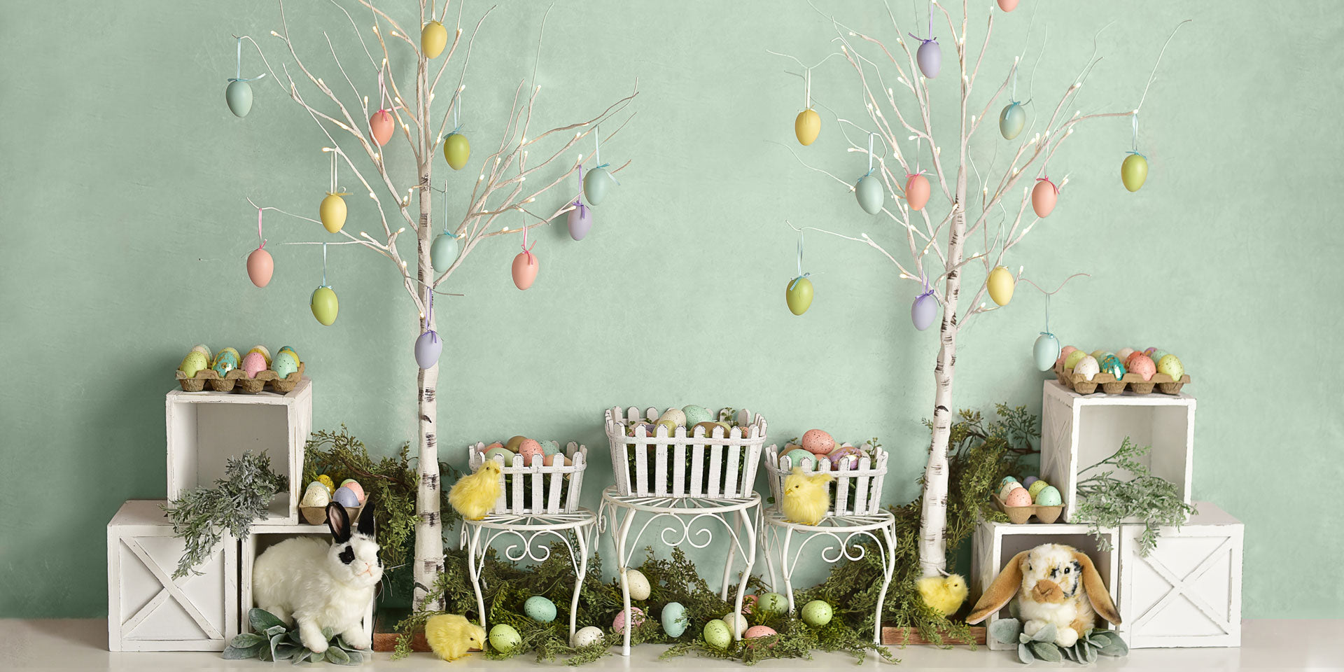 Kate Osterei Bäume Ostern Häschen Frühling Hintergrund Entworfen von Mandy Ringe Photography - Kate Backdrop.de