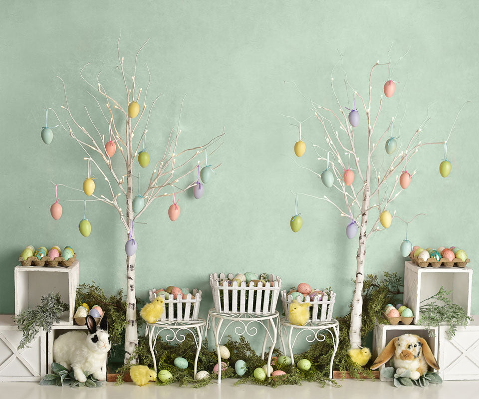 Kate Osterei Bäume Ostern Häschen Frühling Hintergrund Entworfen von Mandy Ringe Photography - Kate Backdrop.de