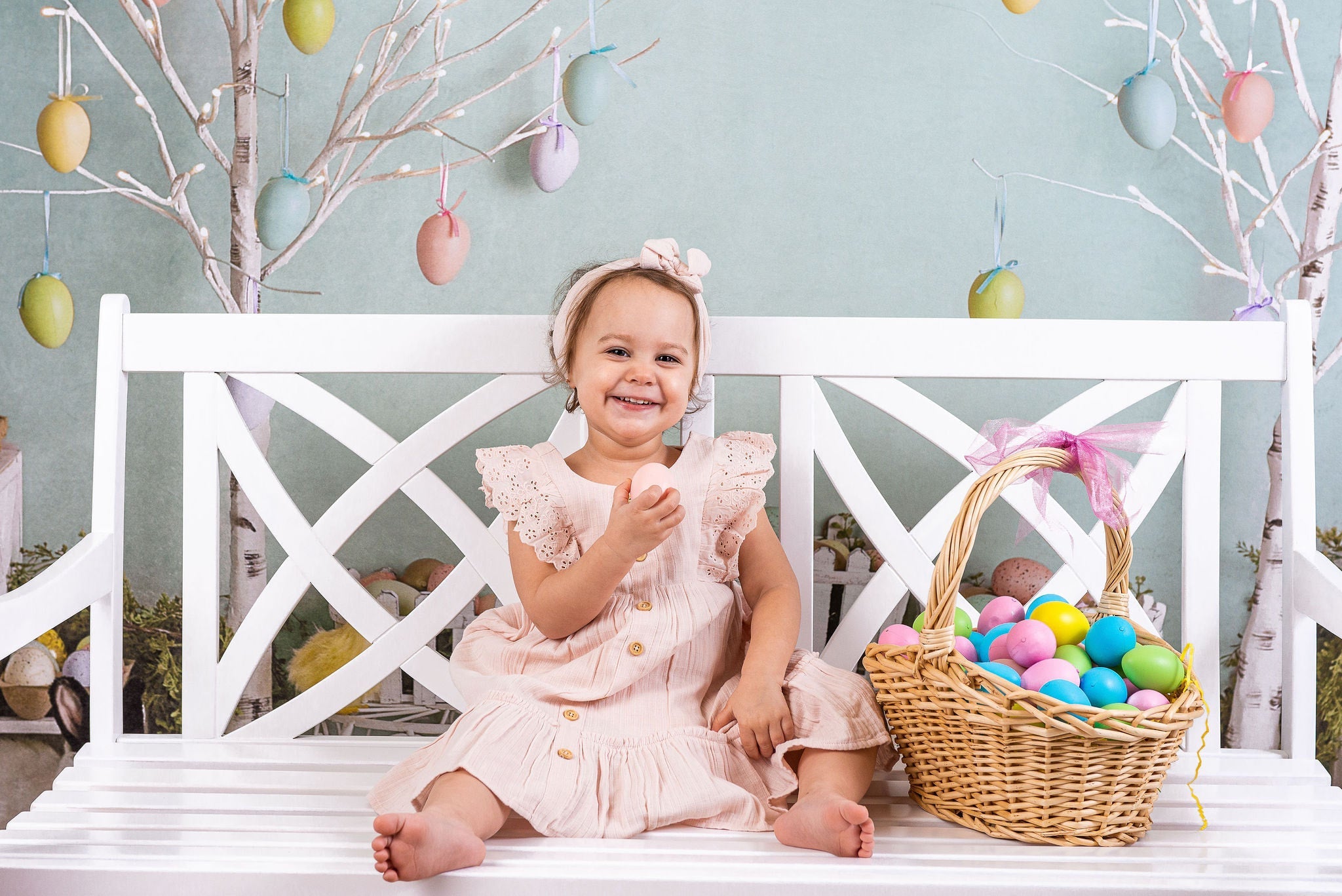 Kate Osterei Bäume Ostern Häschen Frühling Hintergrund Entworfen von Mandy Ringe Photography - Kate Backdrop.de