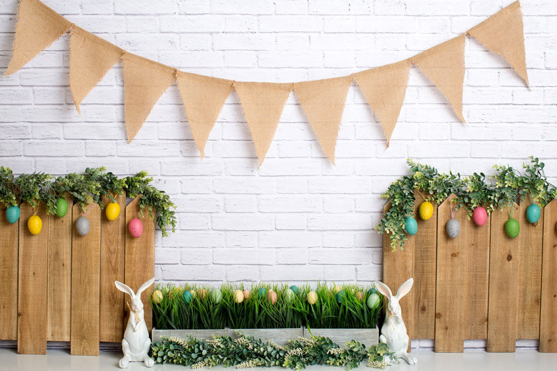 Kate Osterei Ostern Häschen Frühling Palisadenzaun Hintergrund Entworfen von Megan Leigh Photography - Kate Backdrop.de