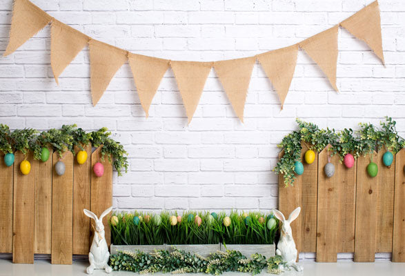 Kate Osterei Ostern Häschen Frühling Palisadenzaun Hintergrund Entworfen von Megan Leigh Photography - Kate Backdrop.de