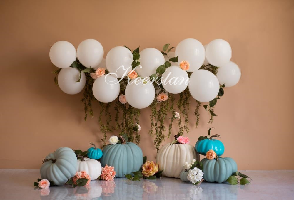 Kate Kürbis blumig pumpkin floral Hintergrund entworfen von Keerstan Photography - Kate Backdrop.de