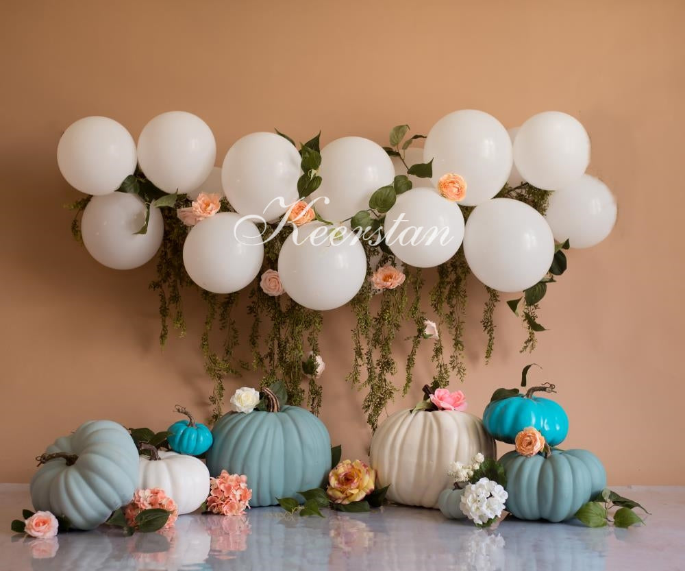 Kate Kürbis blumig pumpkin floral Hintergrund entworfen von Keerstan Photography - Kate Backdrop.de