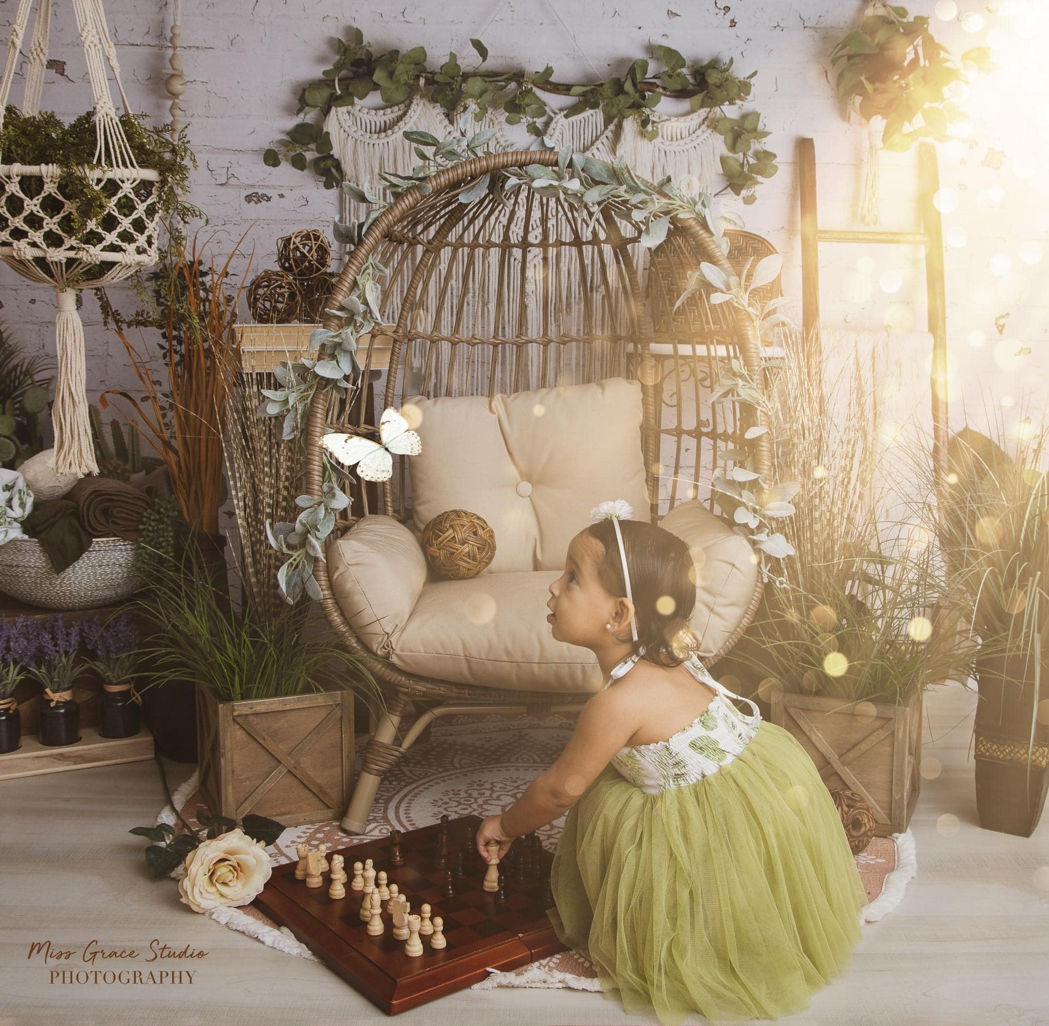 Kate Frühling Boho Macrame Zimmer Hintergrund Entworfen von Mandy Ringe Photography - Kate Backdrop.de