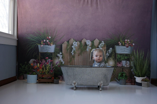 Kate Frühlingsgarten Blumen Holzzaun Hintergrund von Megan Leigh Fotografie - Kate Backdrop.de