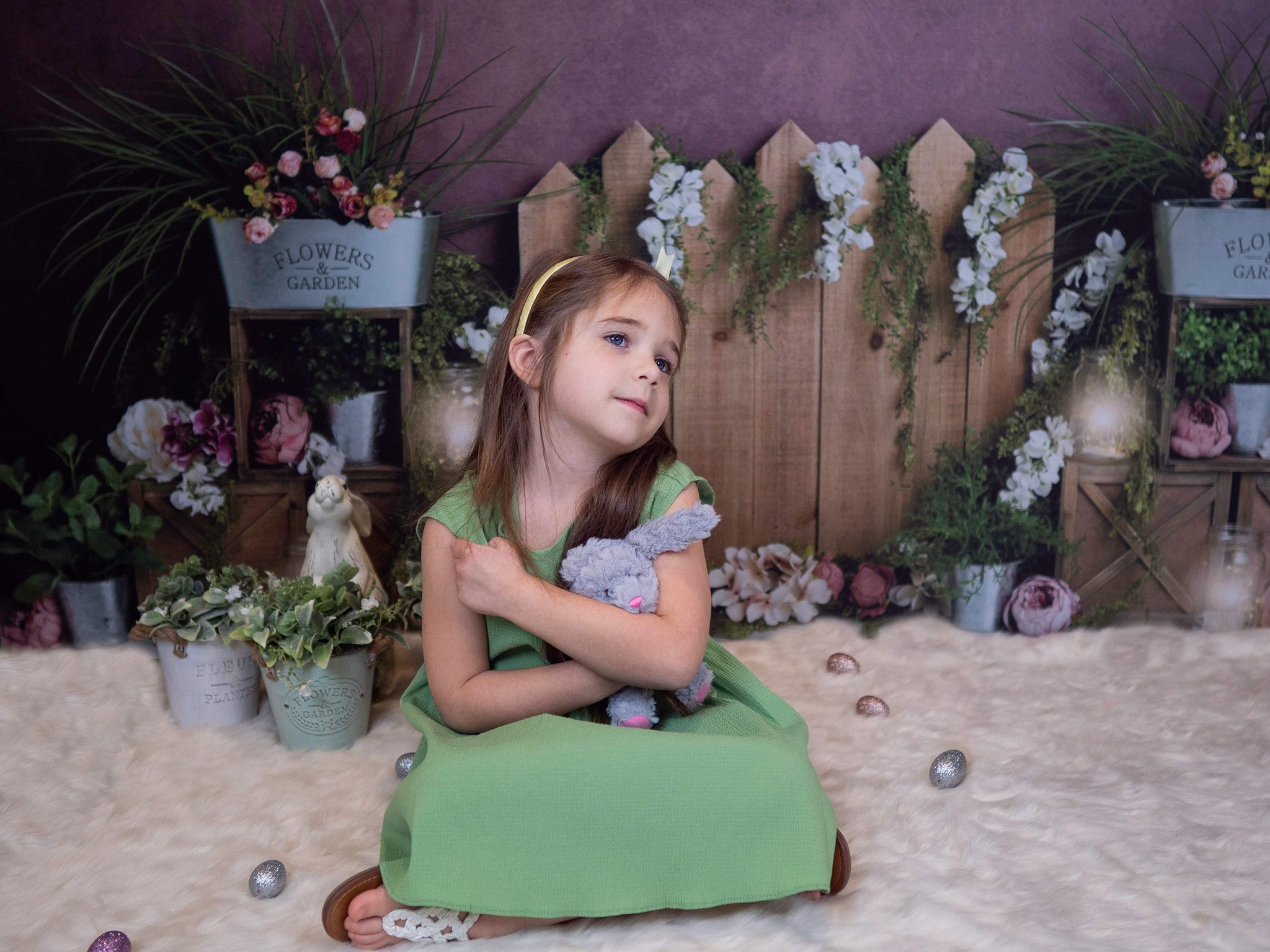 Kate Frühlingsgarten Blumen Holzzaun Hintergrund von Megan Leigh Fotografie - Kate Backdrop.de