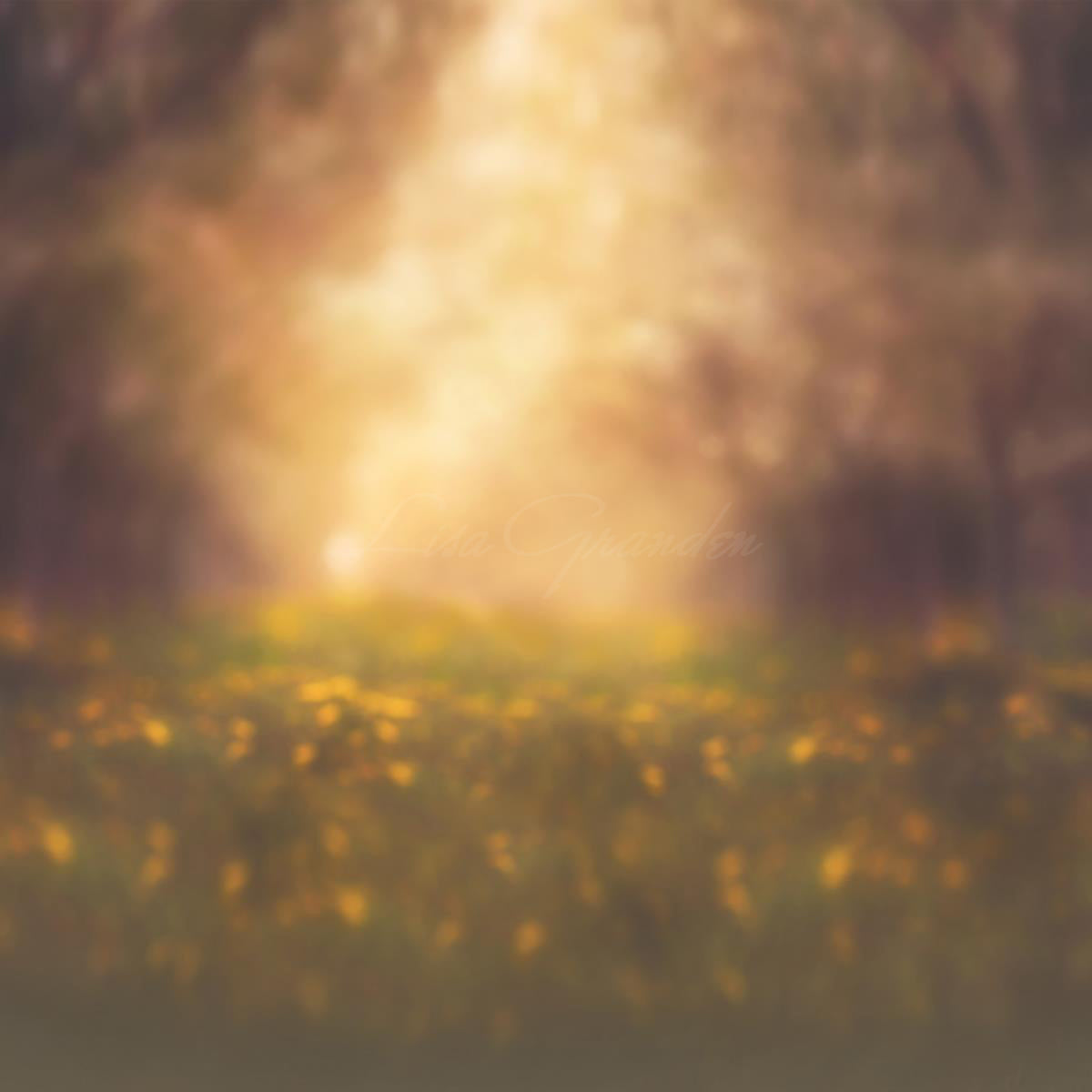 Kate Verschwommener Obstgarten mit gelbem Blumenhintergrund für Fotografie Entworfen von Lisa Granden - Kate Backdrop.de