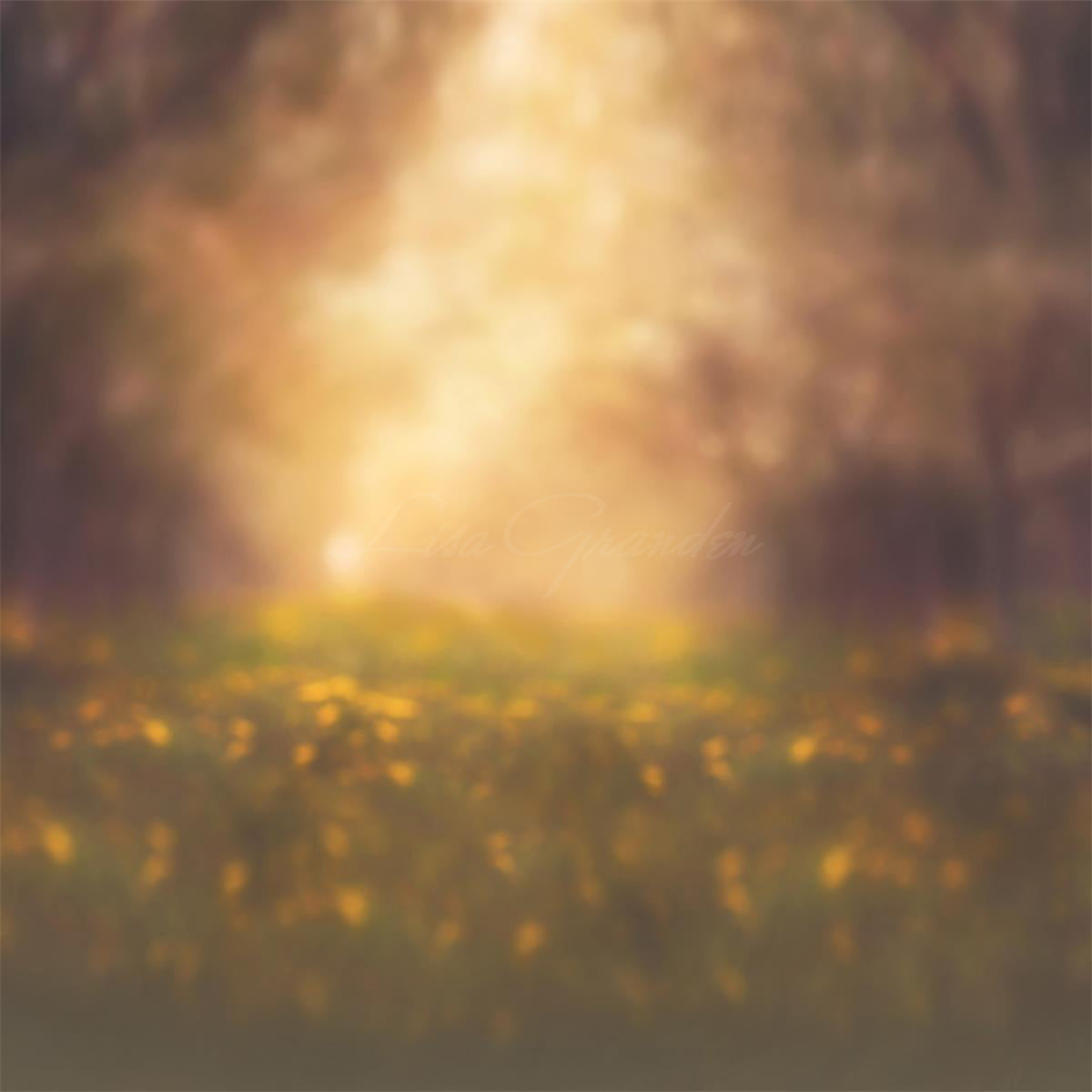 Kate Verschwommener Obstgarten mit gelbem Blumenhintergrund für Fotografie Entworfen von Lisa Granden - Kate Backdrop.de