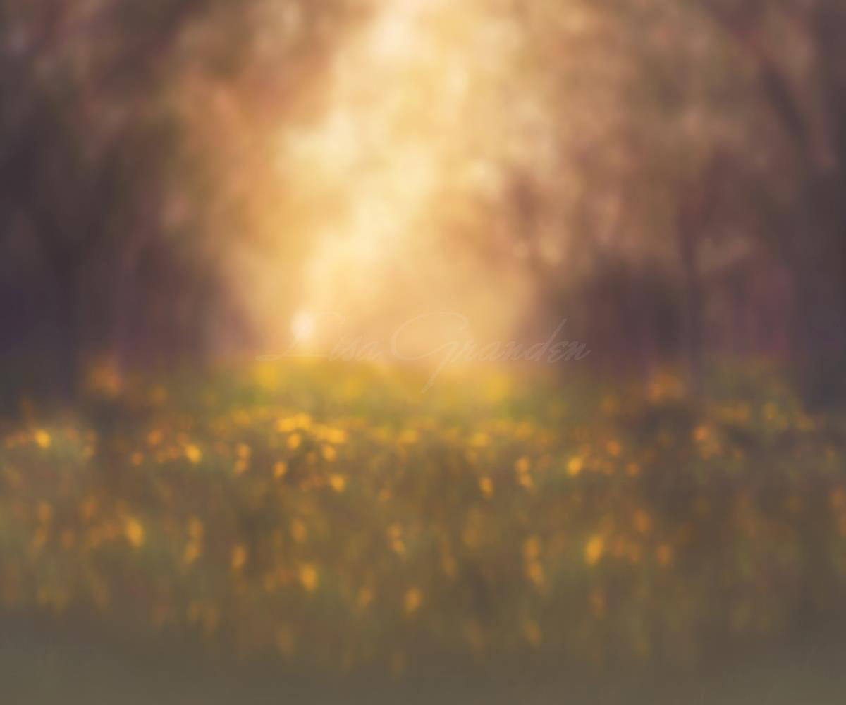 Kate Verschwommener Obstgarten mit gelbem Blumenhintergrund für Fotografie Entworfen von Lisa Granden - Kate Backdrop.de