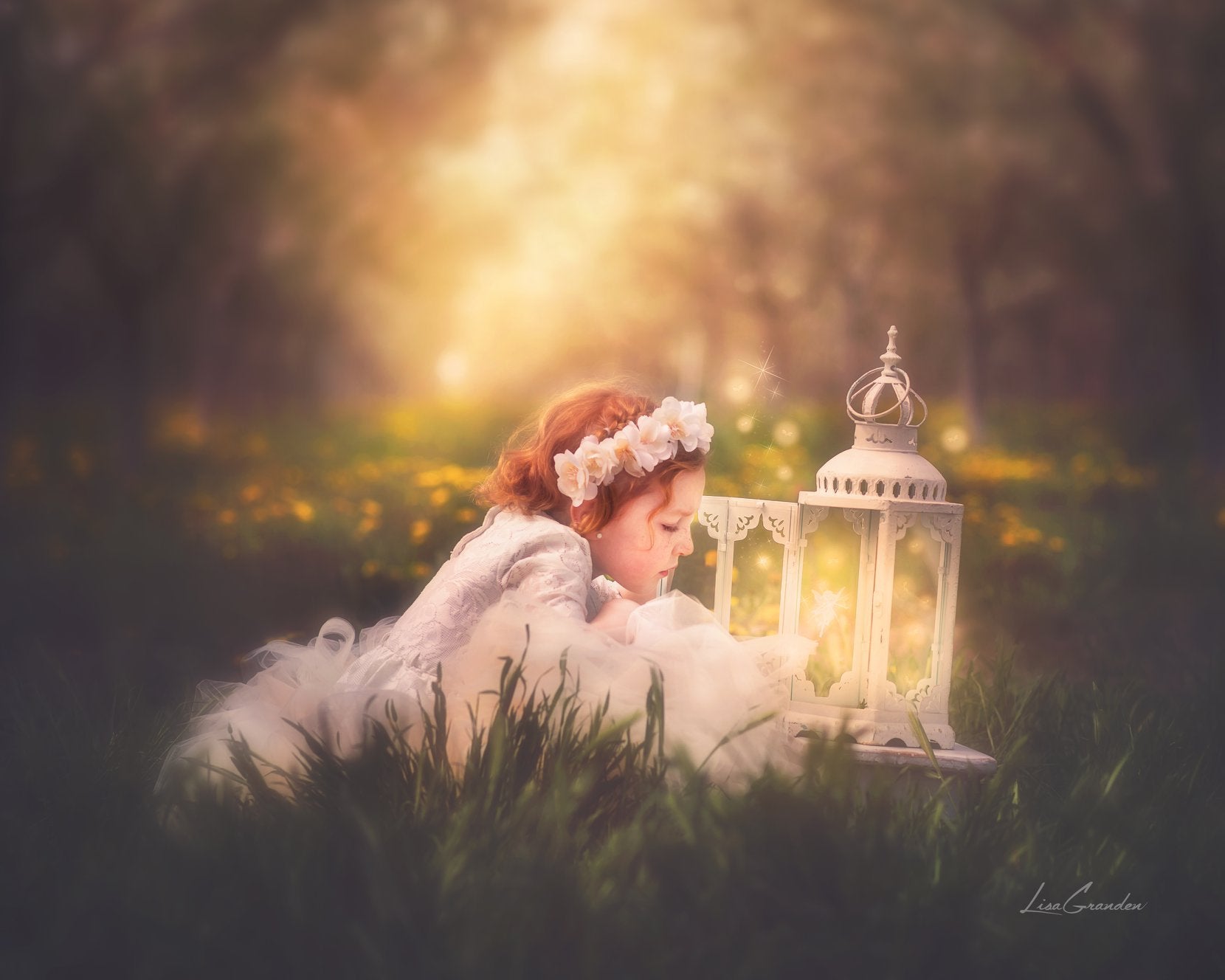 Kate Verschwommener Obstgarten mit gelbem Blumenhintergrund für Fotografie Entworfen von Lisa Granden - Kate Backdrop.de