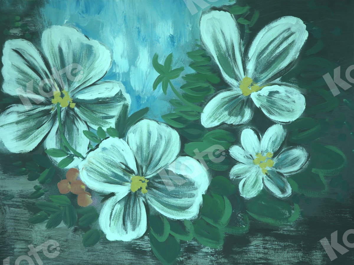 Kate Fine Art Grüner Blumen Hintergrund für Fotografie - Kate Backdrop.de