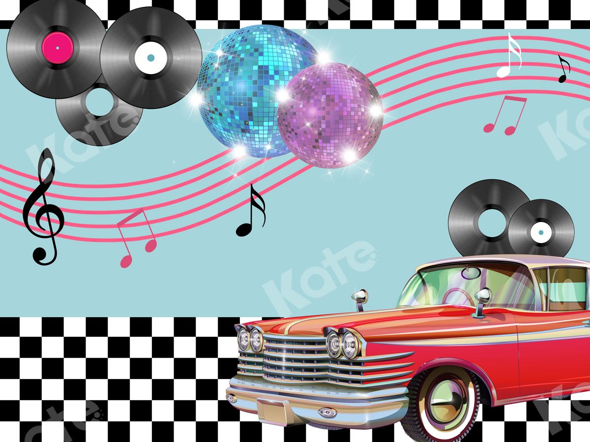 Kate Auto 80er Disco DJ Hintergrund für die Fotografie - Kate Backdrop.de