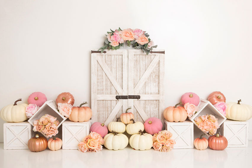 Kate Blumen Kürbis Tür Hintergrund Entworfen von Lisa B - Kate Backdrop.de