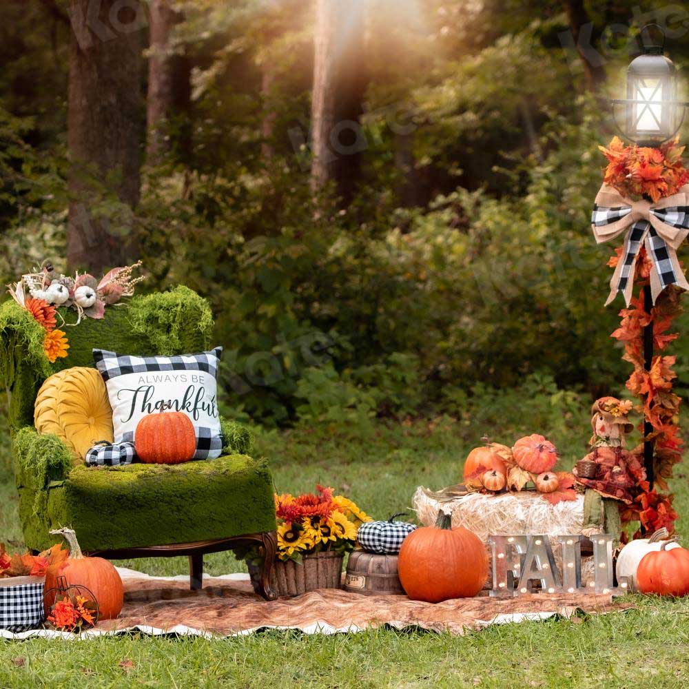 Kate Draussen Herbst Kürbis Hintergrund von Angela Marie Photography - Kate Backdrop.de