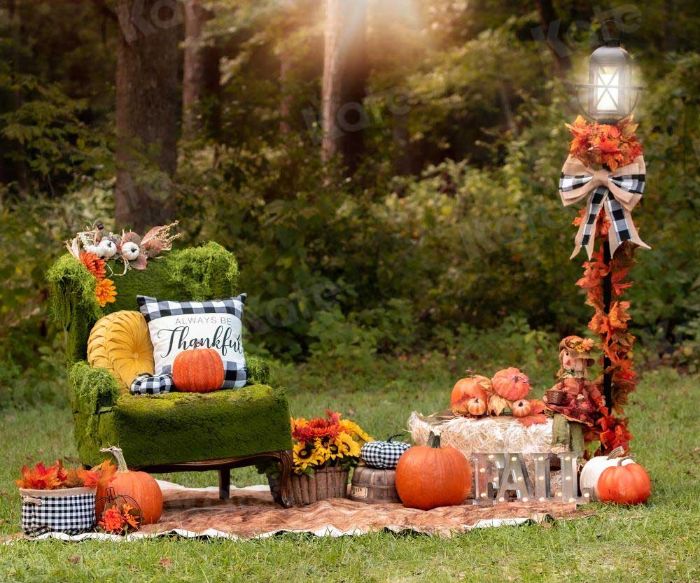 Kate Draussen Herbst Kürbis Hintergrund von Angela Marie Photography - Kate Backdrop.de