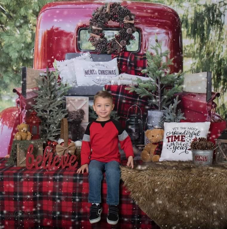 Kate Rot Weihnachten Truck Hintergrund von Mandy Ringe Photography - Kate Backdrop.de