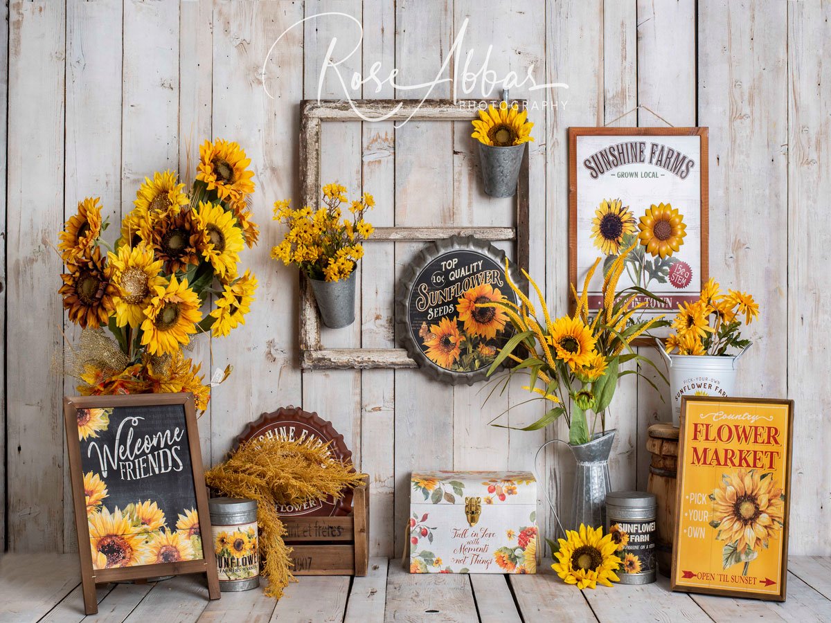 Kate Herbst Sonnenblumen Hintergrund von Rose Abbas - Kate Backdrop.de