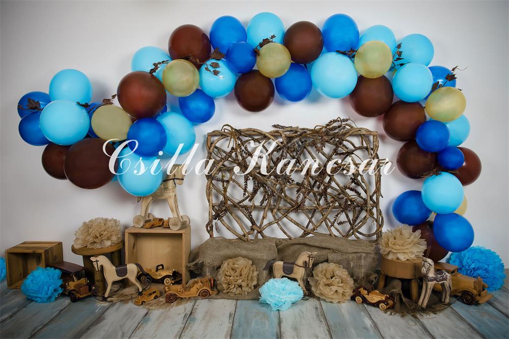 Kate Geburtstag Luftballons Pferd Cowboy Hintergrund Entworfen von Csilla Kancsar
