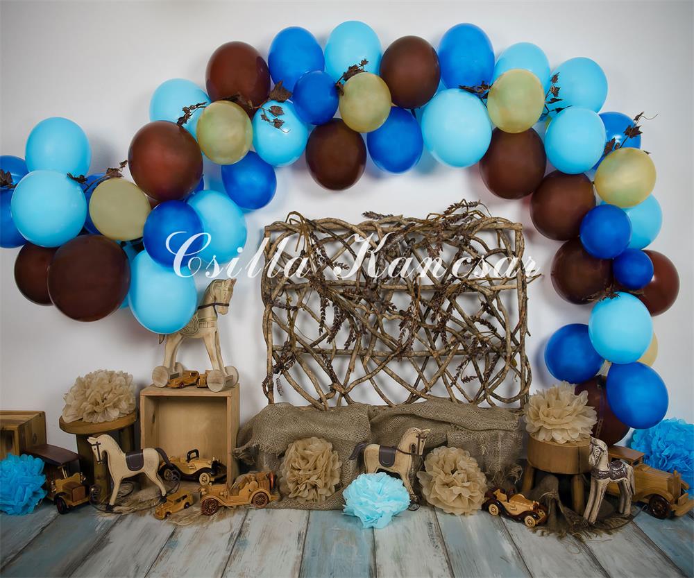 Kate Geburtstag Luftballons Pferd Cowboy Hintergrund Entworfen von Csilla Kancsar