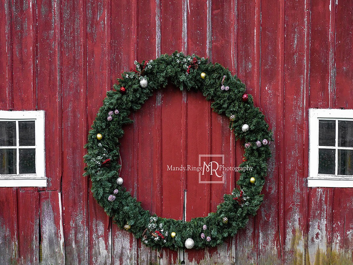 Kate Weihnachtskränze Holzwand roter Hintergrund Weihnachten von Mandy Ringe