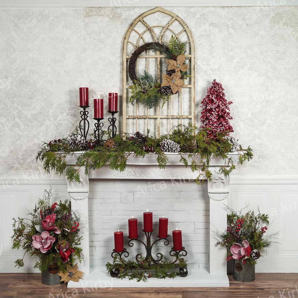 Kate Weißer Weihnachtskamin-Hintergrund Weihnachten Entworfen von Arica Kirby - Kate Backdrop.de