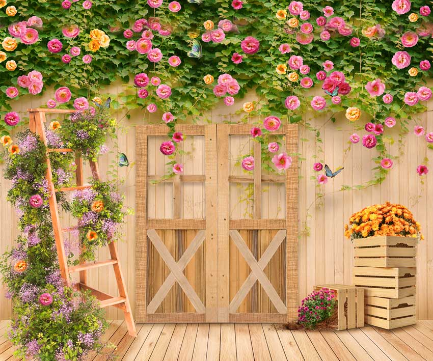 Kate Frühling Blumen Schmetterling Hintergrund entworfen von Ava Photography - Kate Backdrop.de