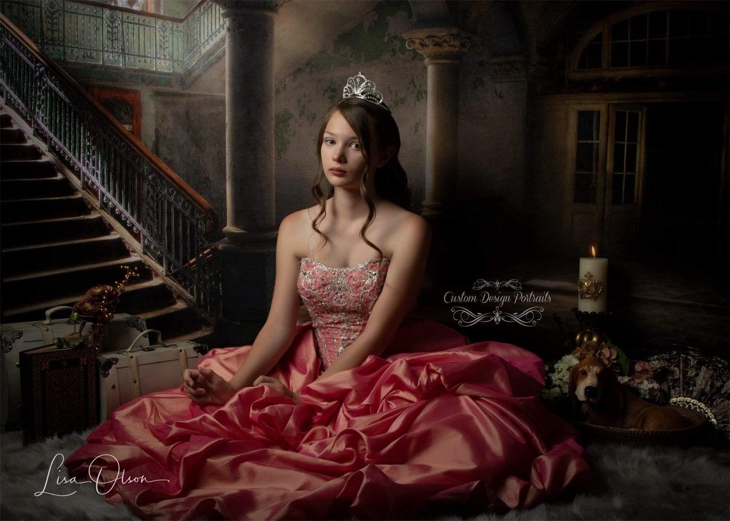 Kate Schloss Hintergrund Gebäude Sonnenschein Fenster Tür Hintergrund für Hochzeit - Kate Backdrop.de