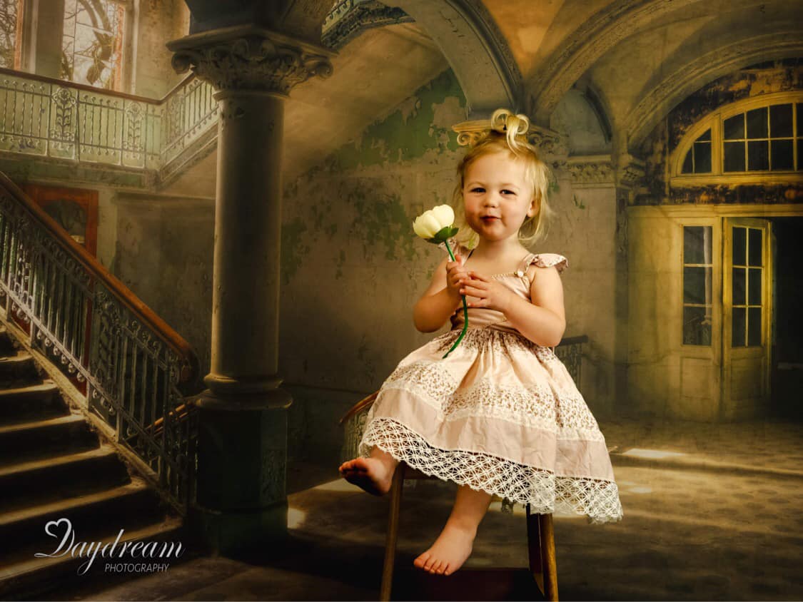 Kate Schloss Hintergrund Gebäude Sonnenschein Fenster Tür Hintergrund für Hochzeit - Kate Backdrop.de