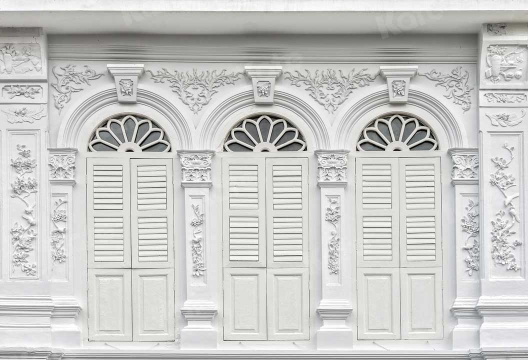 Kate Wedding Retro White Shutter Castle Door Photography Backdrop - Katebackdrop