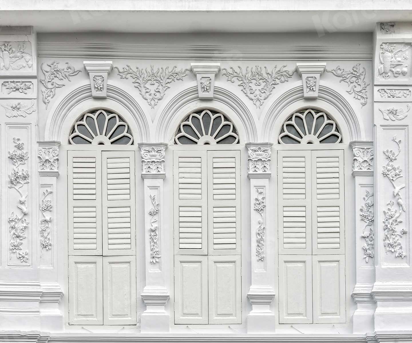 Kate Wedding Retro White Shutter Castle Door Photography Backdrop - Katebackdrop