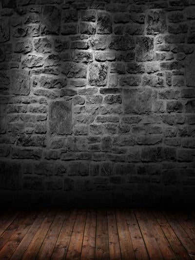 Katebackdrop:Kate Dark Retro Style Black Brick Wall With Flooring Backdrops