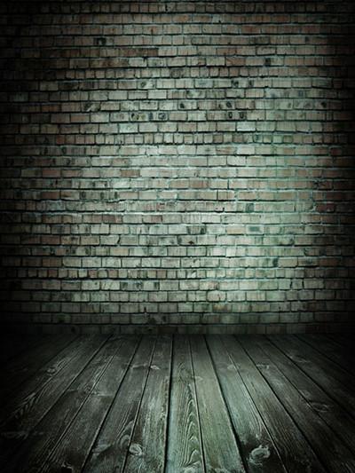 Katebackdrop:Kate Black Dark Brick Wall With Flooring Backdrop