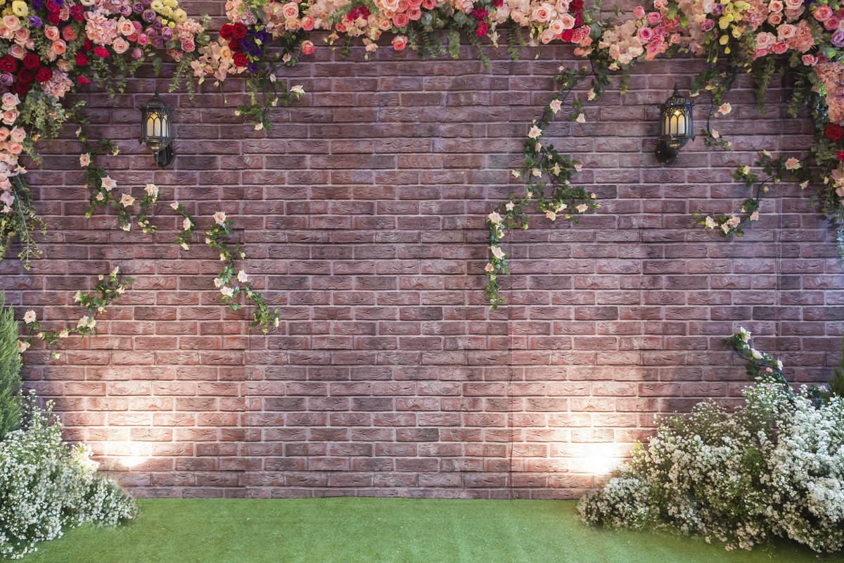 Katebackdrop:Kate Flower Brick Backdrop for wedding background