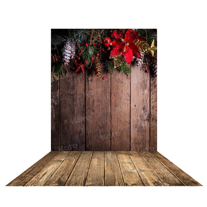 Kate Weihnachten dunkel holz hintergrund + Braun Vintage Holz Bodenmatte Gummimatte - Kate Backdrop.de