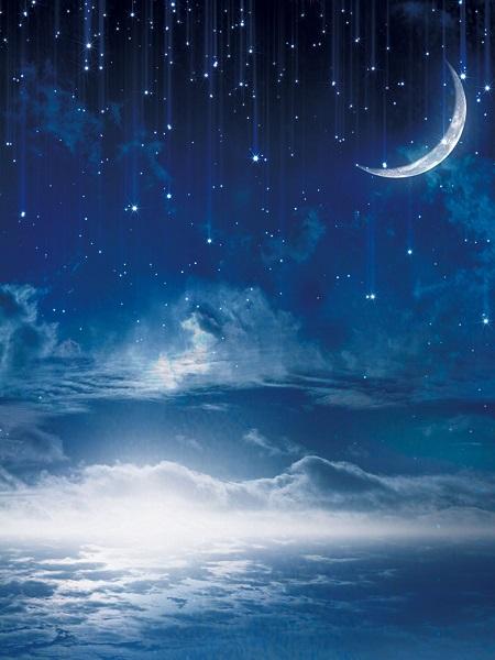 Katebackdrop:Kate Night Sky Backdrop Cloud Moon and Star Children