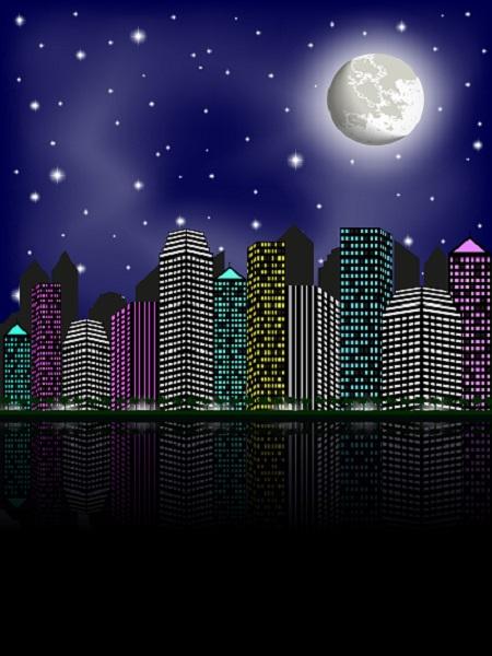 Katebackdrop:Kate Building Supper Hero Backdrop Moon City Night