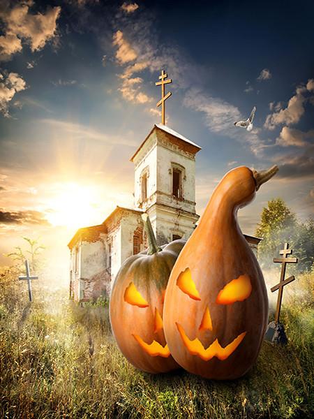 Katebackdrop:Kate Halloween Backdrops For Photography Sunny Castle Backdrop