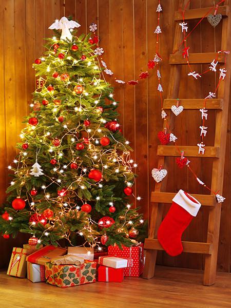 Katebackdrop:Kate Christmas Photography Backdrops Tree With Wooden ladder Socks