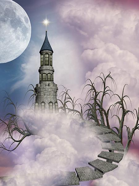 Katebackdrop:Kate Fantastic Step Castle Moon Photography Cloud Photo Background