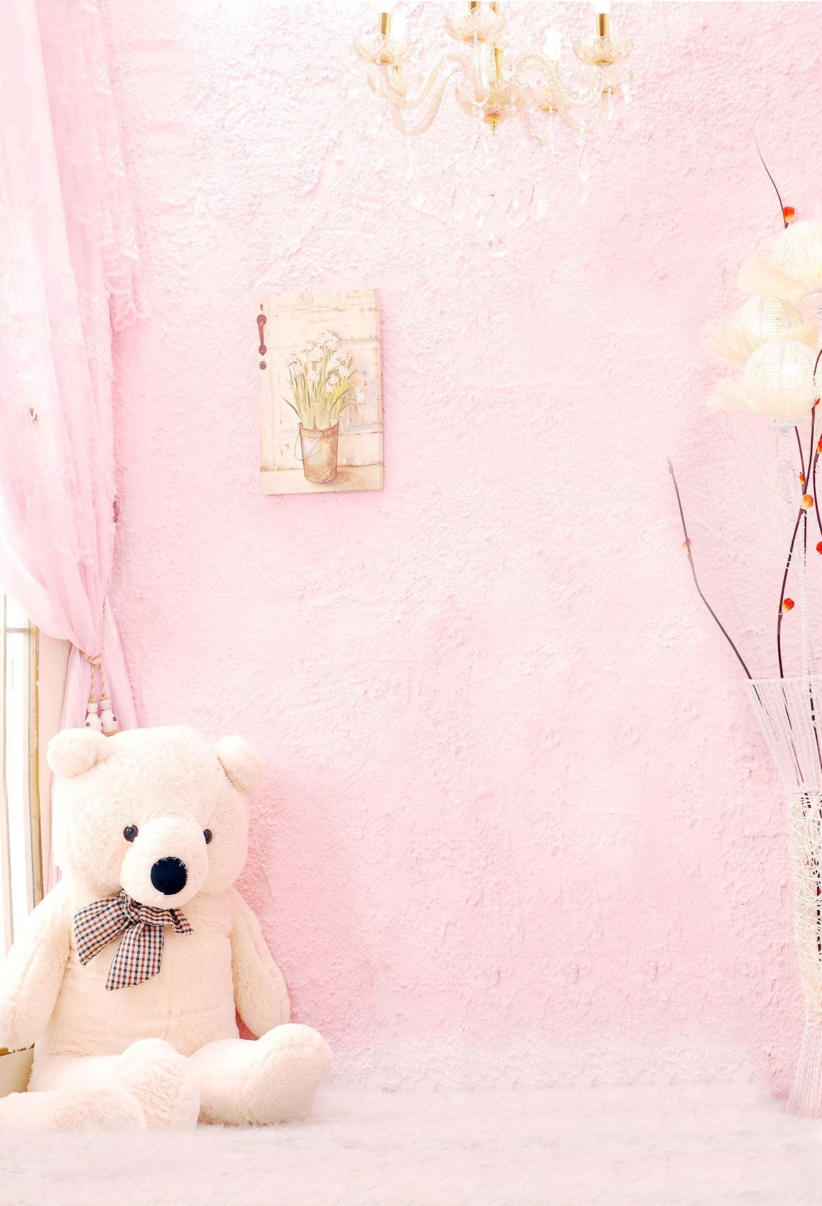 Kate Rosa Wand mit Teddy Bear Backdrop für Mädchen Geburtstag - Katebackdrop.de