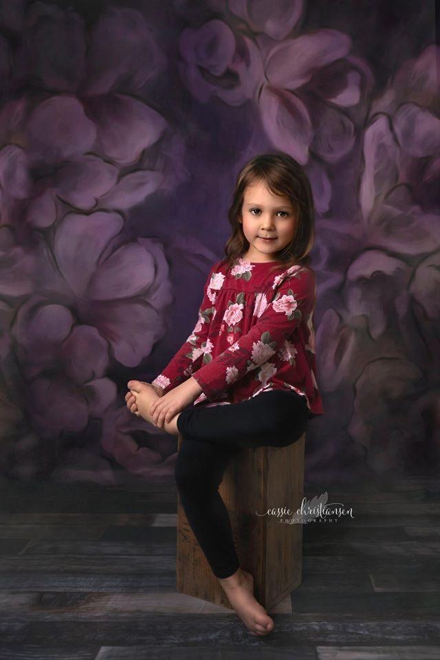 Katebackdrop£ºKate Fine Art Purple Painting Flowers Backdrop for Photography